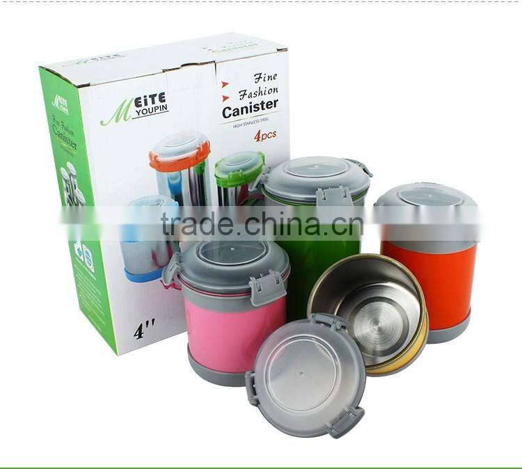 4pcs stainless steel sealed canister set/ tea coffee sugar jar canister/ spice storage bottle