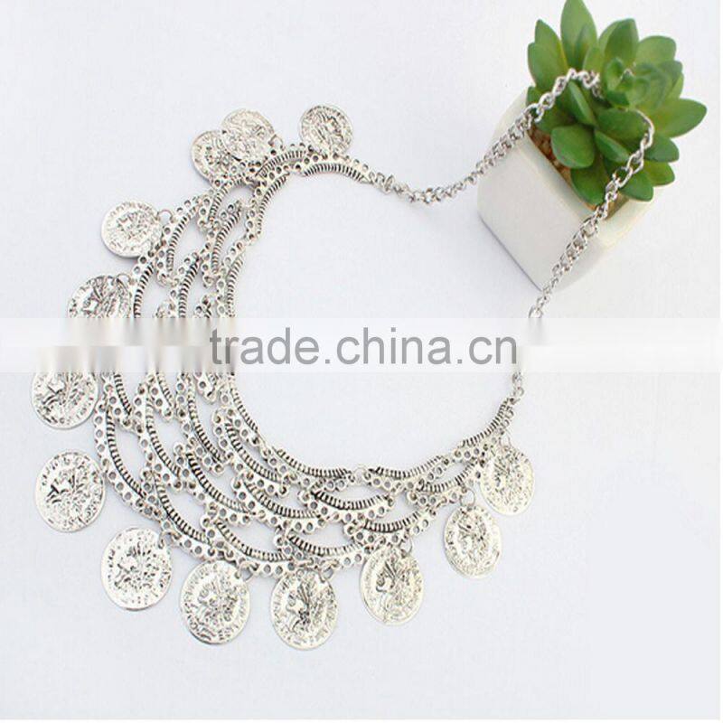 European and American Style Vintage Design Coin Tassel Necklace For Women