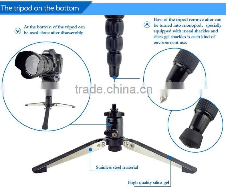 New most stable leg and Professional Telescopic Monopod extendable 5 sections aluminum Fluid video camera monopod