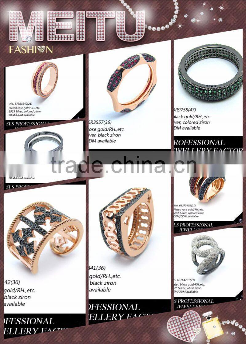 Cute for girls princess jewelry 925 silver black CZ micro paved finger rings with Angel wing