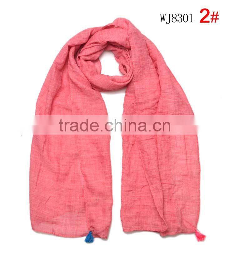 Wholesale Fashion Classic Tassel Style Kids Boys Girls Cotton Solid Plain Scarf