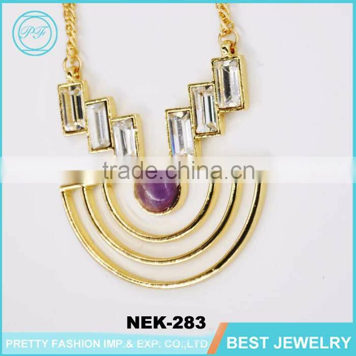 chinese elegant latest design resin gold statement necklace for women