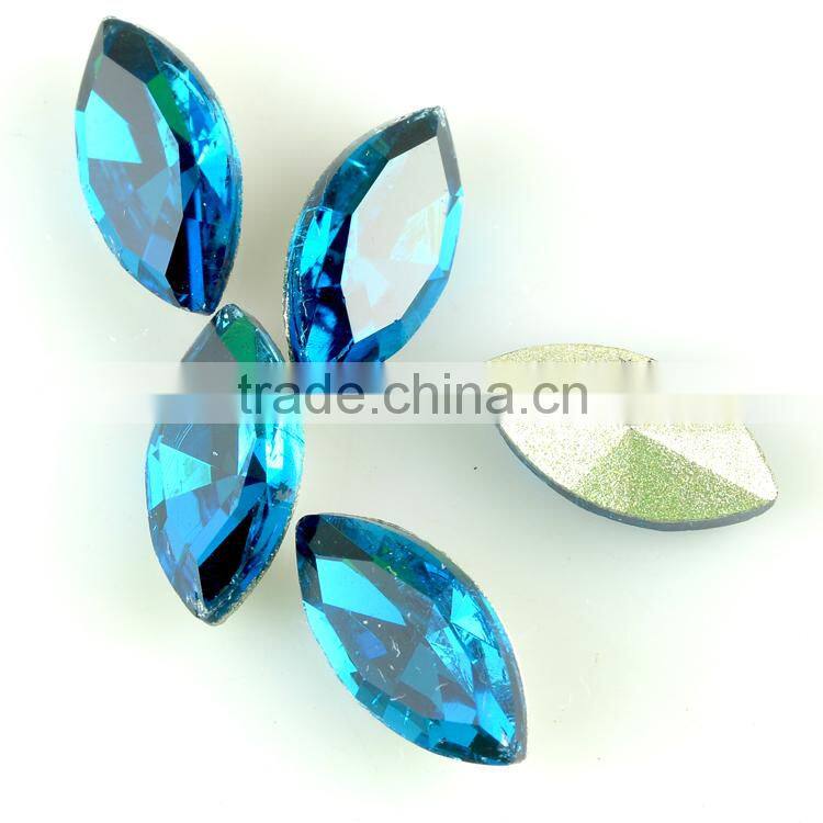Aquamarine horse eye K5 quality crystal fancy glass stones,crystal glass stone
