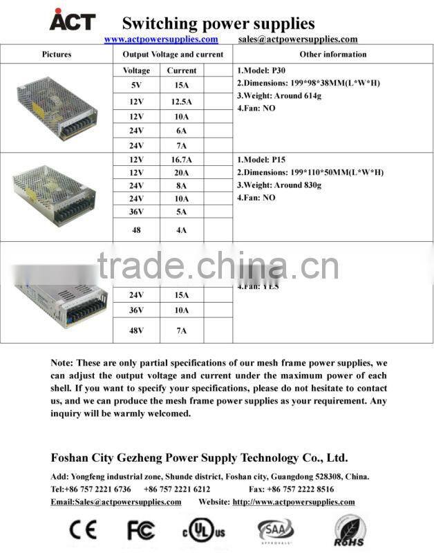SAA CE approved 12V 24V led strip light driver power supply