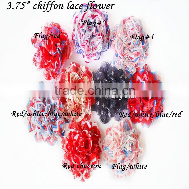 Football baby hair accessories/baby chiffon Flower/wholesale for cheap