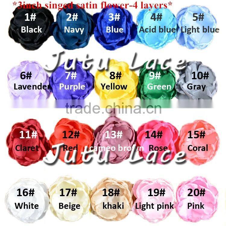 Lavender/hot pink/aqua/red fabric flower - shabby flower with 2 small pearl and 2 small rhinestone centre