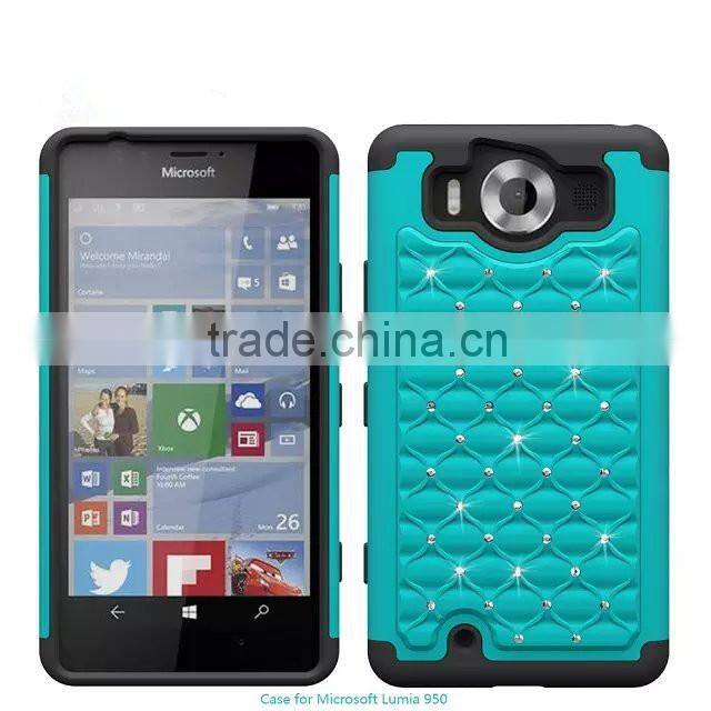 Keno Hybrid Studded Diamond Bling Case Cover for Microsoft Lumia 950