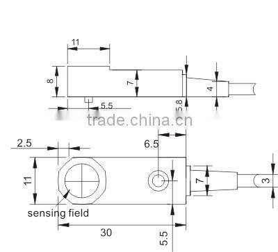 F3N Series Small Rectangle Proximity Sensors, IP 67, Dual LED, Can Be Customized 5VDC Inductance Proximity Switch