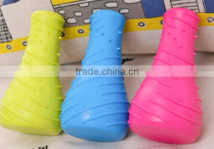 bottle shaped rubber squeaky pet chew toy