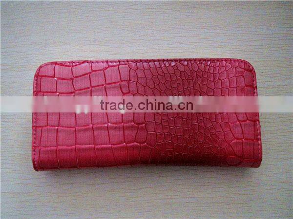 Cheap factory price rose red alligator pattern pu elegant ladies hand purse