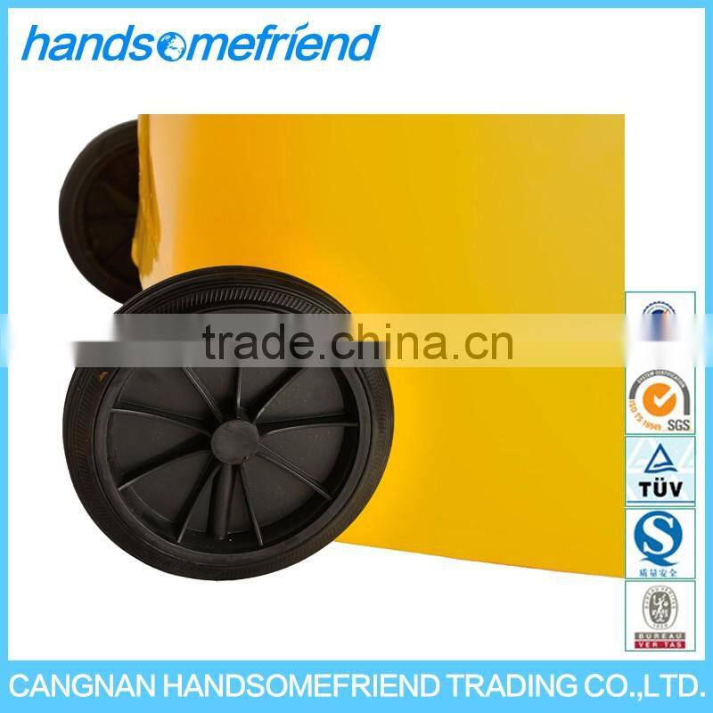240 liters Hospital medical plastic waste bin,Yellow color plastic medical waste bin with wheel,Plastic medical trash