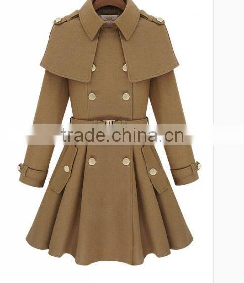 Young fashion wool ladies long coat design