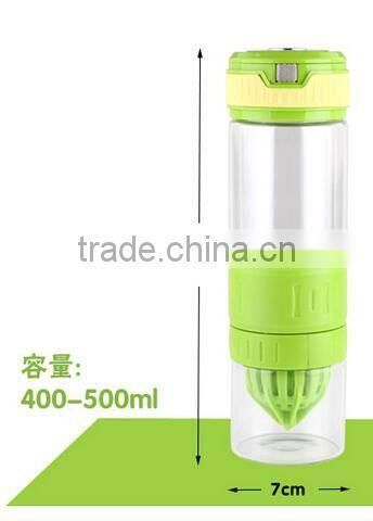 Bpa Free Food grade fruit infuser glass fruit infuser sport water bottle 500ml