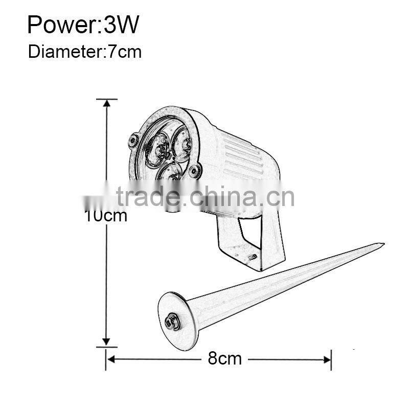 outdoor led garden spotlight 3watt with spike