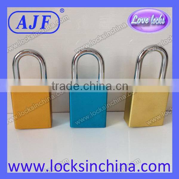 AJF high quality and top security colourful aluminium padlock with keys