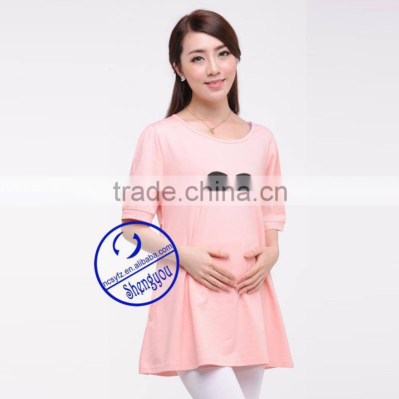 wholasale 100 cotton short sleeve pregnant women maternity t shirt