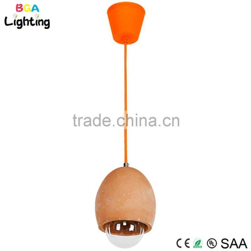 Concrete chandelier lighting with metal ceiling rose and steel wire