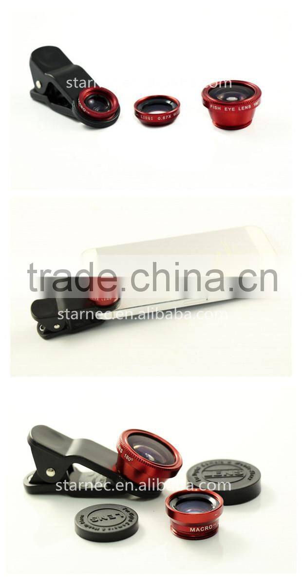 2014 Promotion Gift LIEQI 3 in 1 Universal Clip Lens With Fisheye Lens, Wide angle Lens, Macro Lens,