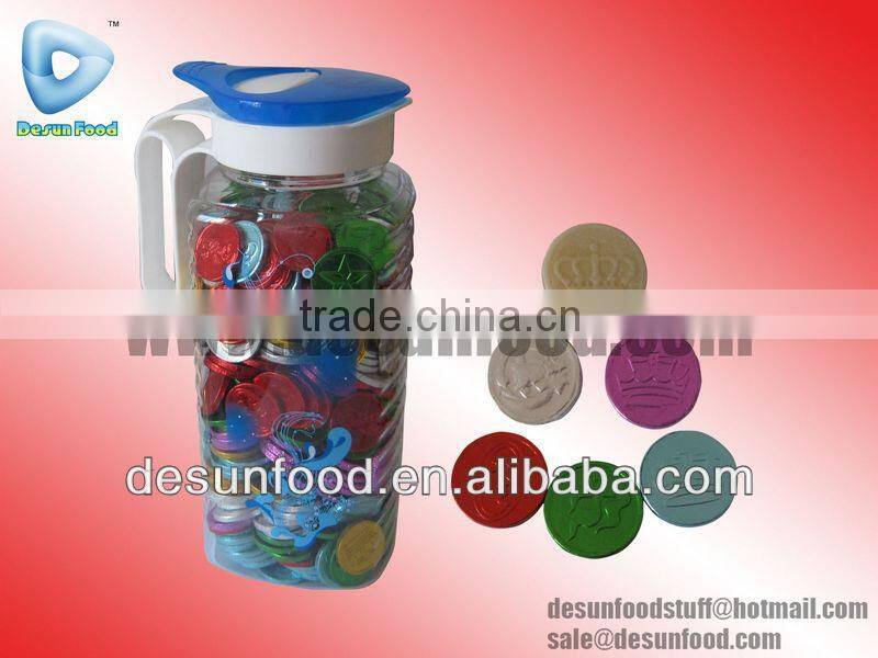 Gold coin bubble gum