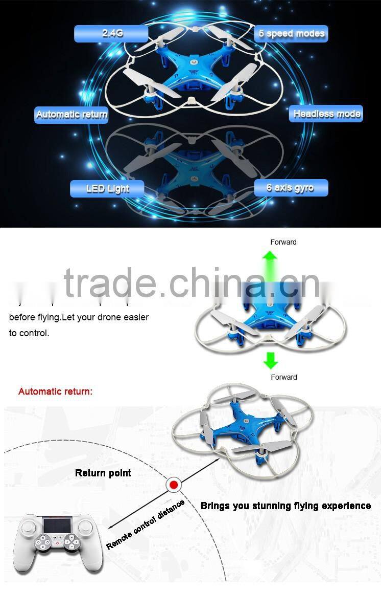Blue toys 2.4G rc quadcopter propeller drone with lights