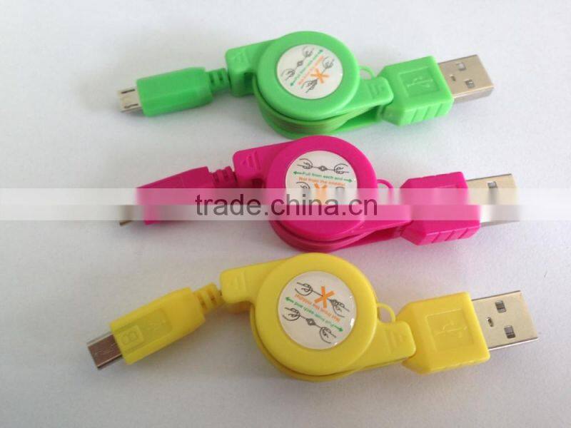 Colorful USB 85cm flat micro Cable usb 3.0 data link cable for samsung /MP3/MP4