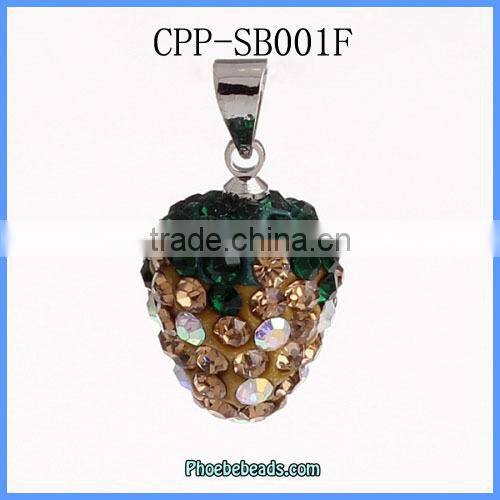 Wholesale 3D Colorful Rhinestone Strawberry Dangle Charms For Jewelry Making CPP-SB001F