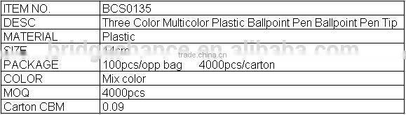 Three Color Multicolor Plastic Ballpoint Pen Ballpoint Pen Tip