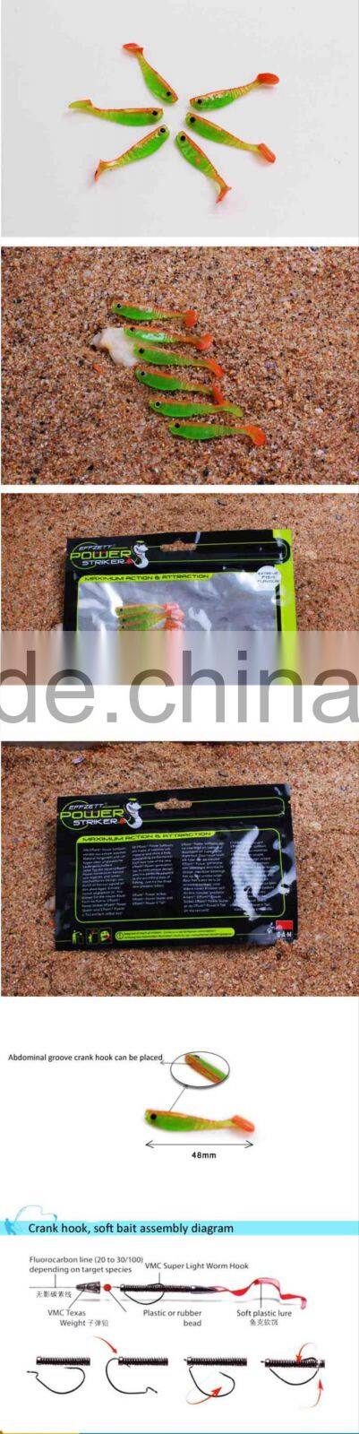 Hot Sell 48mm Soft PVC Plastic Fishing Lures