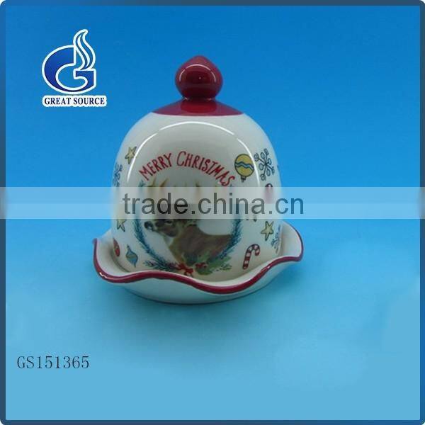 cheap ceramic christmas butter dish with lid