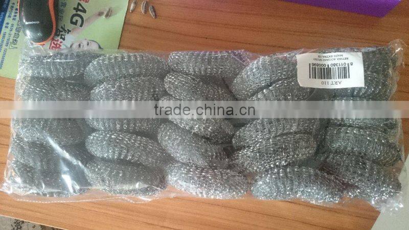 kitchen cleaning 4pcs in net bag packing Galvanized wire knitting mesh scrubber