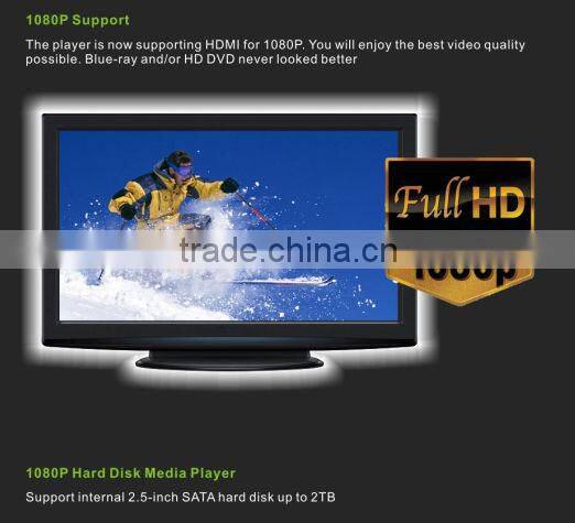 Best 3D 1080p media player Mini TV player Internal 2.5" hard disk