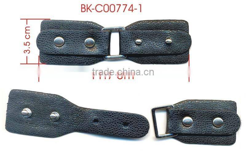 Rhodium Square Buckle Rhodium Stud Black Coat Leather Toggle Buttons