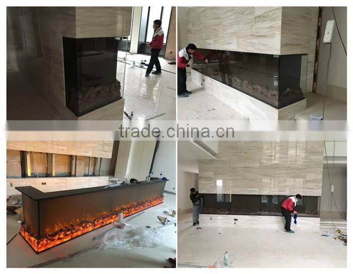 3 sided glass stand electric fire place