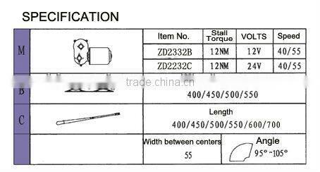 TX60TD Single Arm Wiper Assembly, Light Duty wiper assembly for engineer cars, agriculture equipment