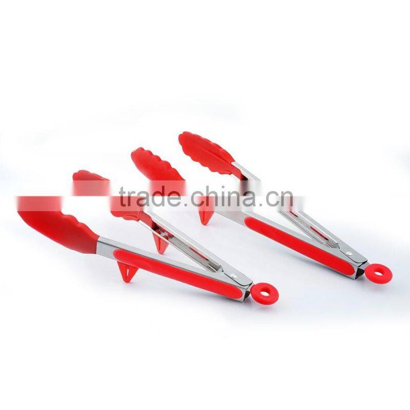 Silicone Stainless Steel Serving Salad & Grill & BBQ Kitchen Tongs Set 2 Pack (9-Inch & 12-Inch) Tongs...