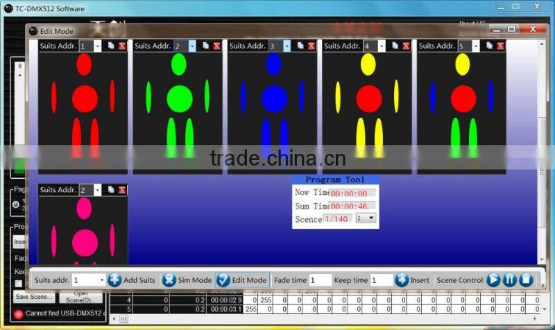 Wireless DMX512 LED dance Suits with Hat, Michael Jackson dance cosutme
