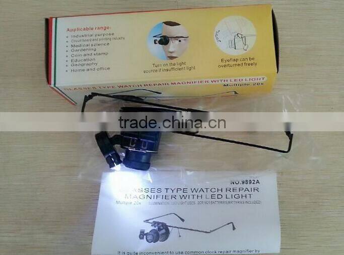 High quality Optical lens 2 LED Eye glasses material jewelry loupes and magnifiers