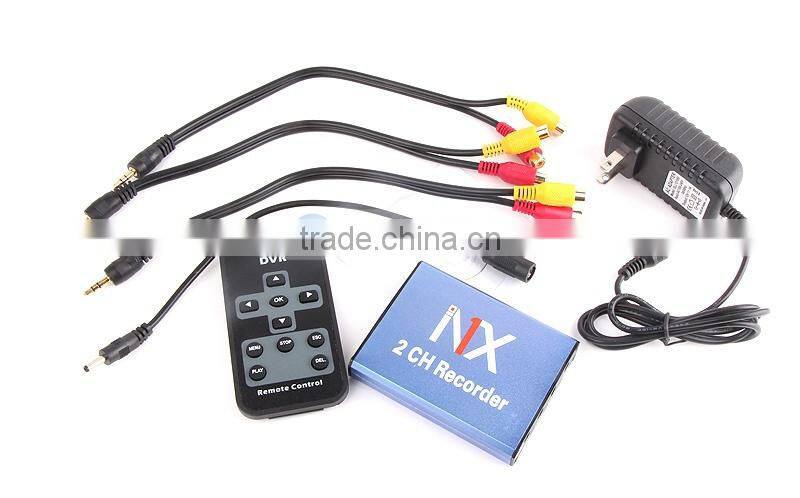 Real time 25fpsMPEG-4 Video Compression Motion Detection 2 Channel Mini Mobile DVR Recorder Support SD Card 128GB
