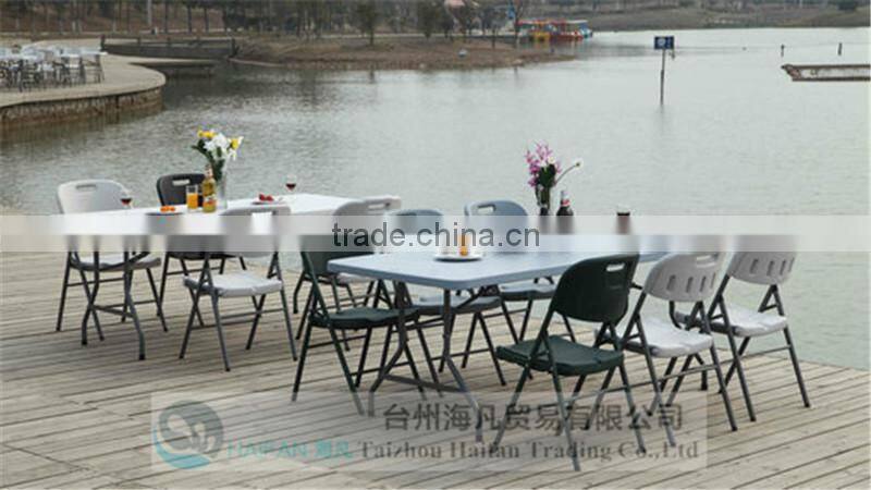 durable180cm white outdoor plastic folding study table and chair with lock/high quality plastic study table