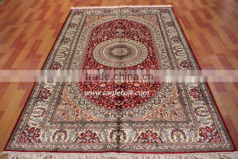 Silk Carpet 6x9ft Eemerald Color Pure Hand Made Persian Rugs Iranian Carpet