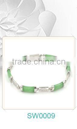 Fashion 925 Sterling Silver Exquisite Multiple Blue White CZ Diamonds loving Heart of the Ocean Chain Bracelet