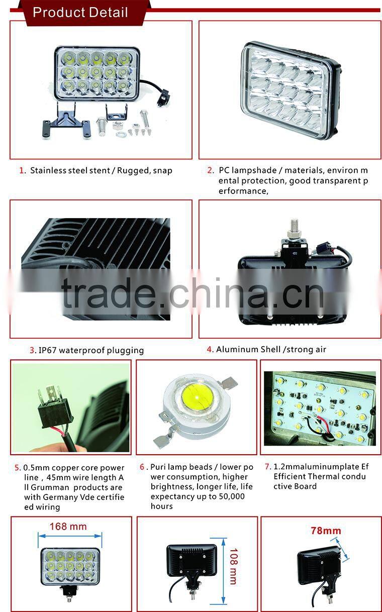 Factory price 5" 45w truck led work lamp 24v led truck light