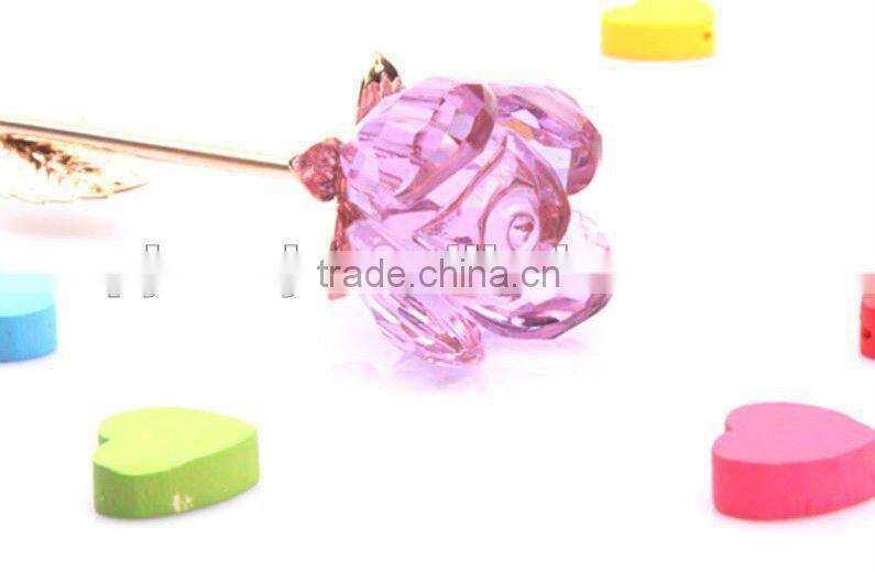 crystal glass rose for gift decoration flower