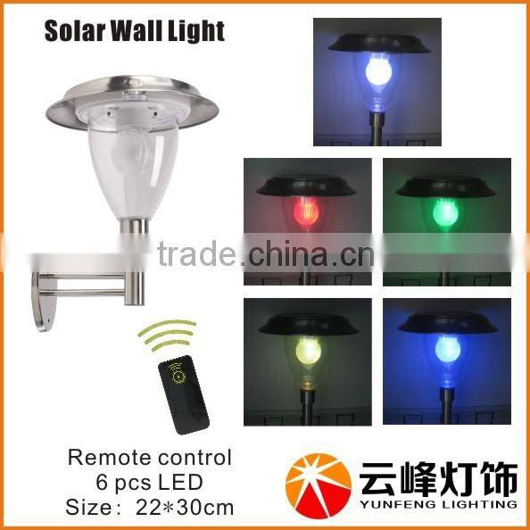 hight LUMEN stainless steel LED color changing Solar pillar top light with remote control solar deck light
