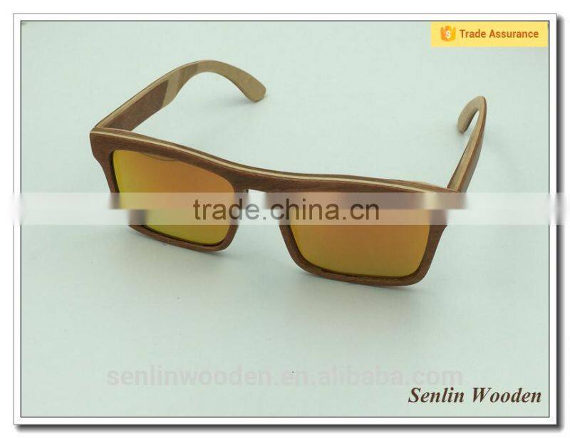 Eco-friendly Handmade Skateboard Wooden Sunglasses Sunglasses Fashion Design Bamboo Sunglasses Polarized Lenses