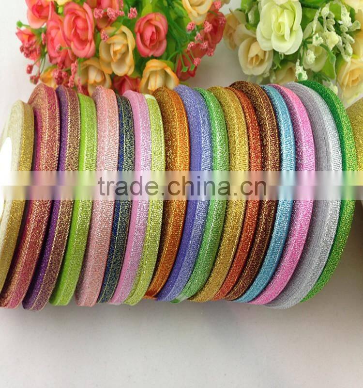 Wholesale Gift Cake Box Packing Decorative Belt Wedding Party Christmas Embellishment Golden Sliver Colored Metallic Ribbon