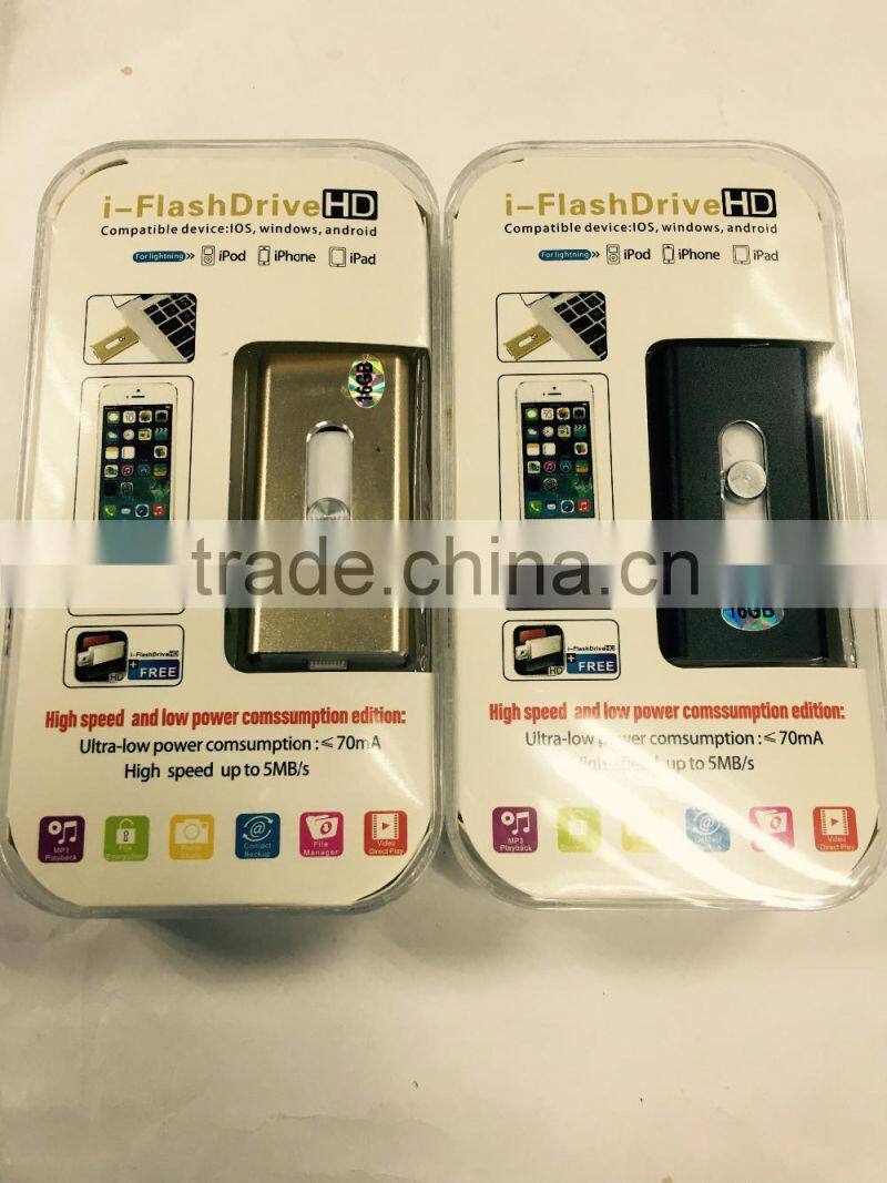 cheap 8GB/16GB/32GB/64GB i flash drive HD OTG usb flash drive for i-Phone/i-Pad expansion memory gift box paypal