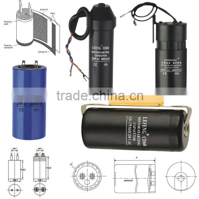 American bakelite case round cd60 type ac motor start capacitor manufactrues145-175uf