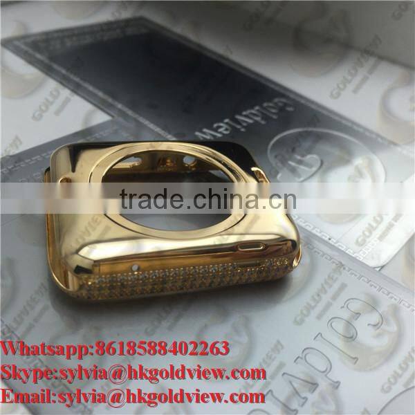 China Factory Newest Coming For Apple Watch Gold Housing with Diamonds by Handmade,brand watch factory china