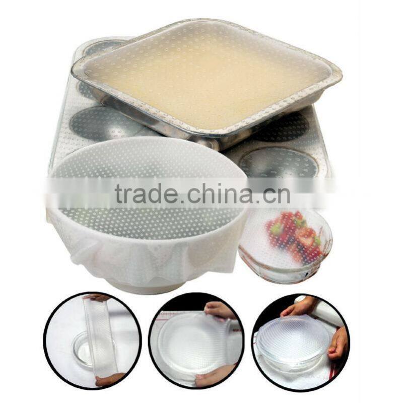 Fashione Design Food Grade Silicone Firm Stretch Bowl Cover Reusable Siliocne Food Wrap